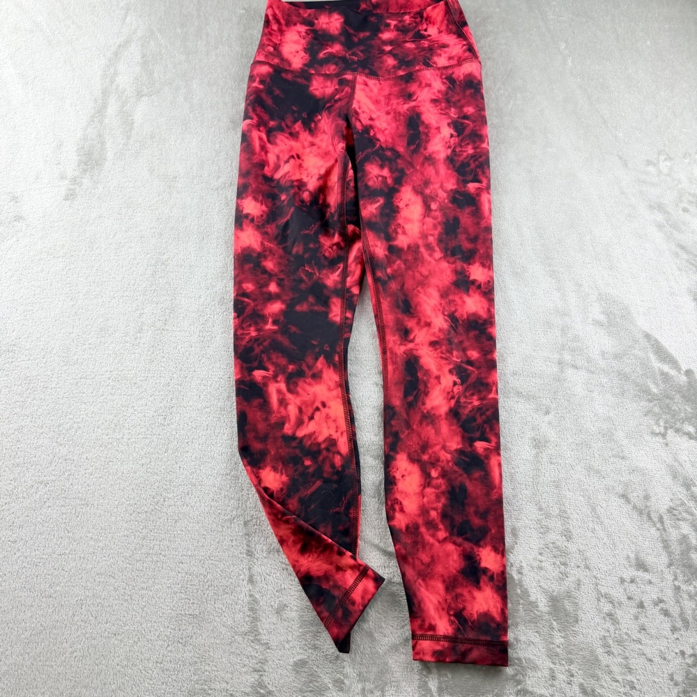 90 Degree by Reflex Women's Small High Waist Leggings Red Black Tie Dye
